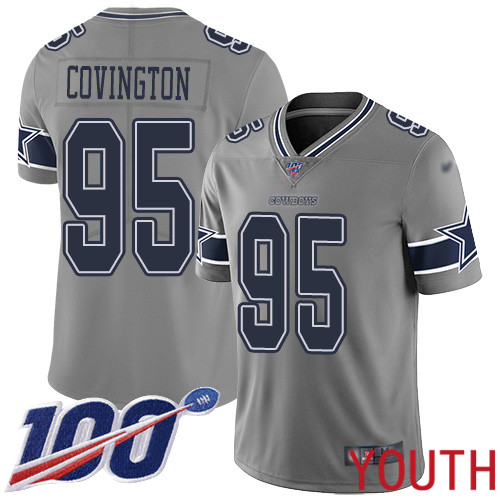 Youth Dallas Cowboys Limited Gray Christian Covington 95 100th Season Inverted Legend NFL Jersey